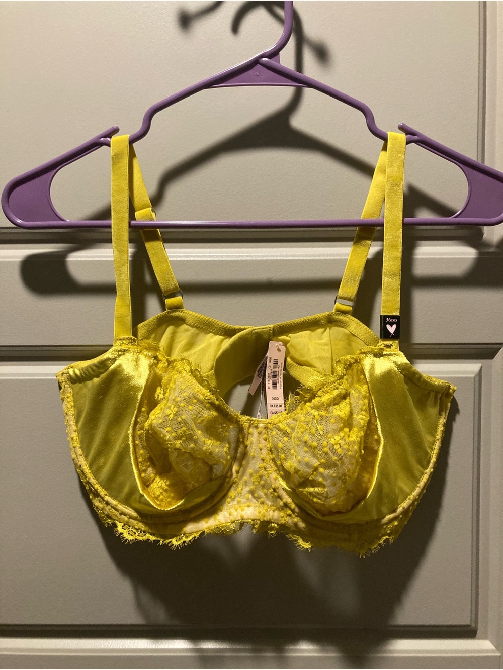 Victoria secret Yellow Lace Underwire Bralette - 36-DD